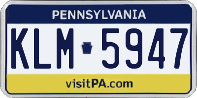 PA license plate KLM5947
