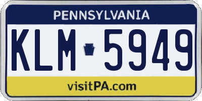 PA license plate KLM5949