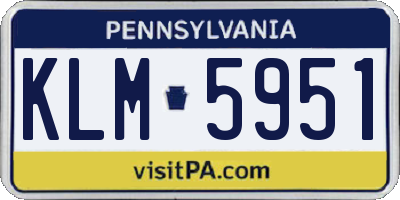 PA license plate KLM5951