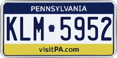 PA license plate KLM5952
