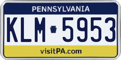 PA license plate KLM5953