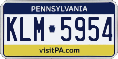 PA license plate KLM5954