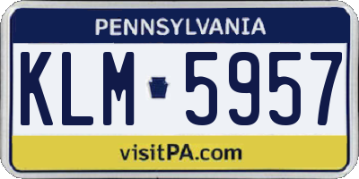 PA license plate KLM5957