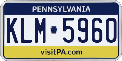 PA license plate KLM5960