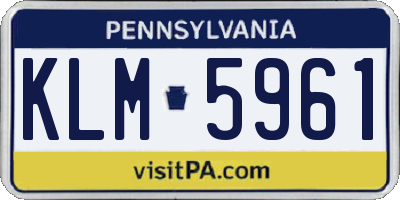 PA license plate KLM5961