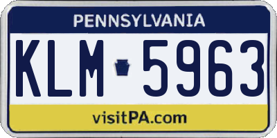 PA license plate KLM5963