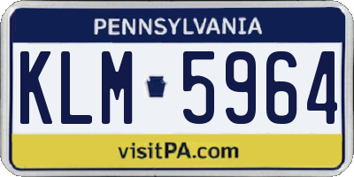 PA license plate KLM5964