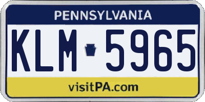PA license plate KLM5965