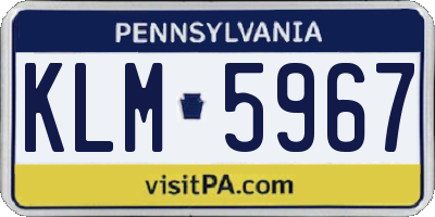 PA license plate KLM5967