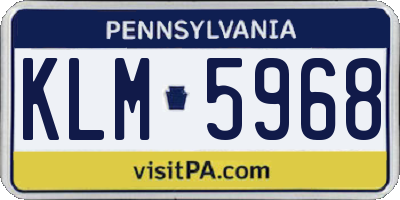 PA license plate KLM5968