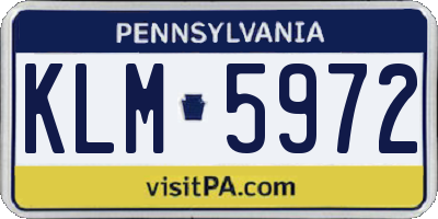 PA license plate KLM5972