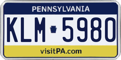 PA license plate KLM5980