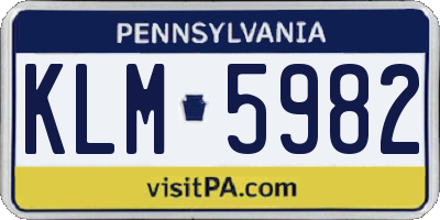 PA license plate KLM5982