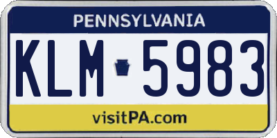 PA license plate KLM5983