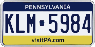 PA license plate KLM5984