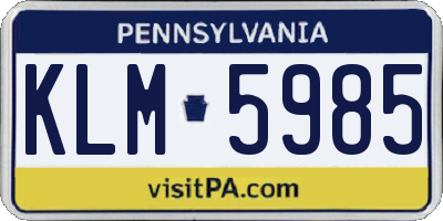 PA license plate KLM5985