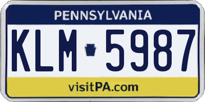 PA license plate KLM5987