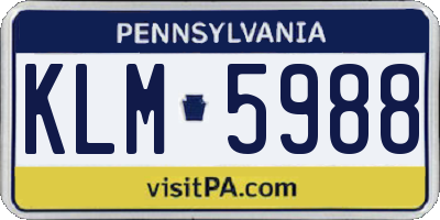 PA license plate KLM5988
