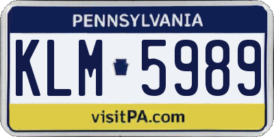 PA license plate KLM5989