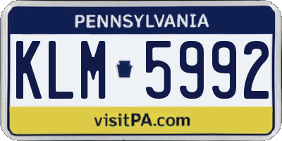 PA license plate KLM5992