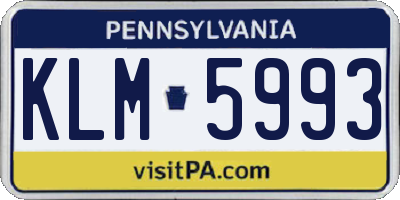 PA license plate KLM5993