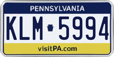 PA license plate KLM5994