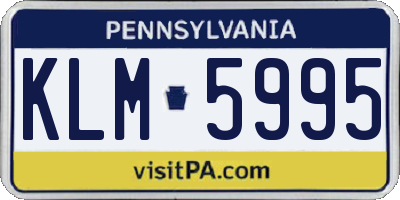 PA license plate KLM5995
