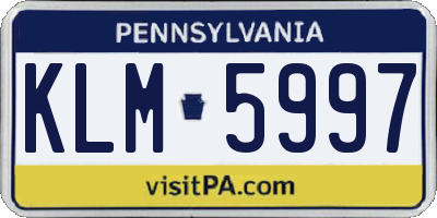 PA license plate KLM5997