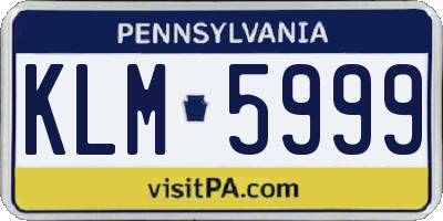 PA license plate KLM5999