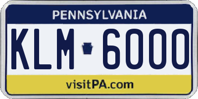 PA license plate KLM6000