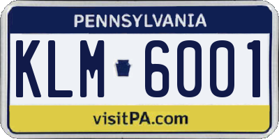 PA license plate KLM6001