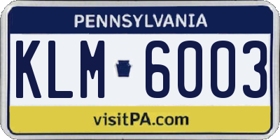 PA license plate KLM6003