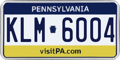 PA license plate KLM6004