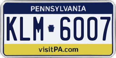 PA license plate KLM6007