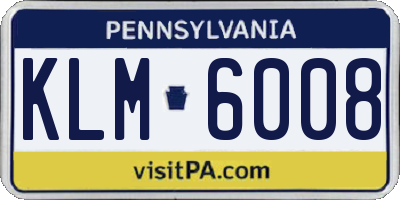 PA license plate KLM6008