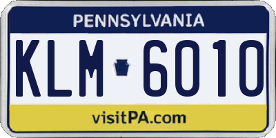 PA license plate KLM6010