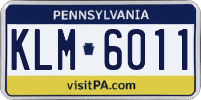PA license plate KLM6011