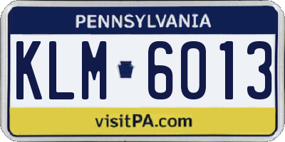 PA license plate KLM6013