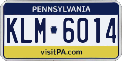 PA license plate KLM6014