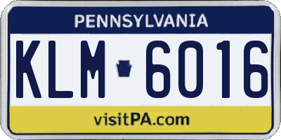 PA license plate KLM6016