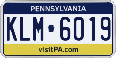 PA license plate KLM6019