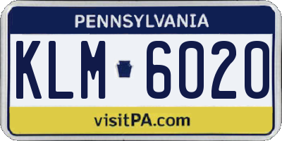 PA license plate KLM6020