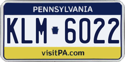PA license plate KLM6022