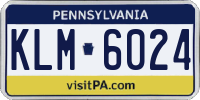 PA license plate KLM6024