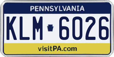 PA license plate KLM6026