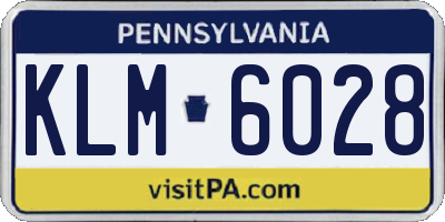 PA license plate KLM6028