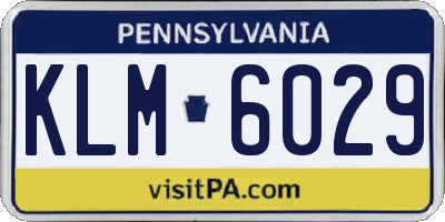 PA license plate KLM6029