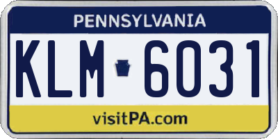 PA license plate KLM6031