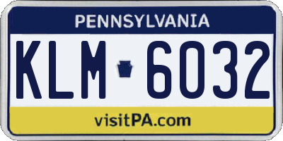 PA license plate KLM6032