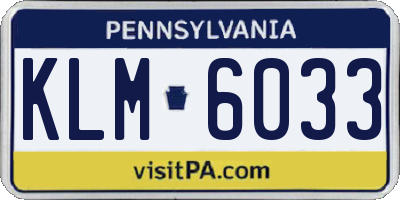 PA license plate KLM6033